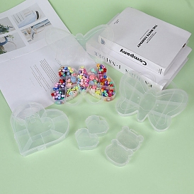 Transparent Plastic Grid Bead Containers, with Hinged Lid
