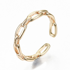 Brass Cuff Rings, Open Rings, Nickel Free, Cable Chain Shape