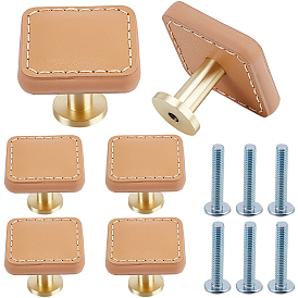 6 шт. ручки для ящиков шкатулок для ювелирных изделий из искусственной кожи, с металлическим винтом, ручки шкафа