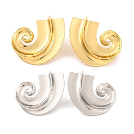 Brass Cubic Zirconia Stud Earrings for Women, Lead Free & Cadmium Free, Spiral Shell Shape