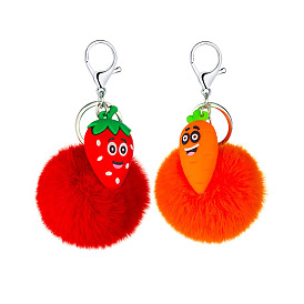 Fruit Furry Keychain for Kids - Cute Watermelon Pineapple Strawberry Bag Charm