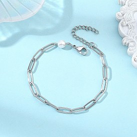 Браслеты из перламутра и цепочки из нержавеющей стали в виде скрепки для женщин