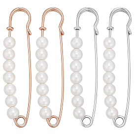 16шт 2 цвета железные булавки для килта, Зажимы для свитеров и шалей, удлинители для брюк, украшения для одежды и платьев., с имитацией жемчуга