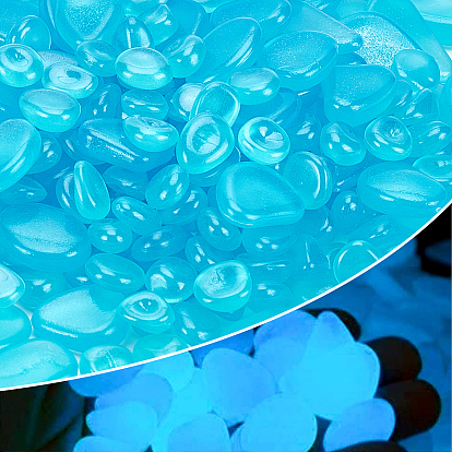 600Pcs 2 Style Plastic Luminous Cabochons, Decorate Accessories, Polygon Stone
