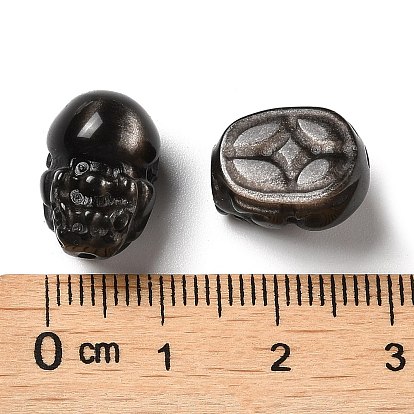 Perles d'obsidienne en argent naturel, pi yao