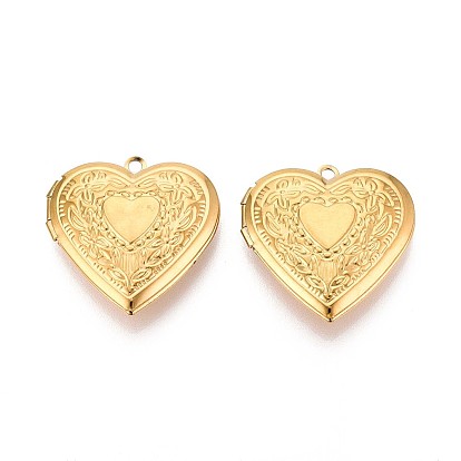 304 подвески из нержавеющей стали Locket, фоторамки, сердце, ионное покрытие (ip)