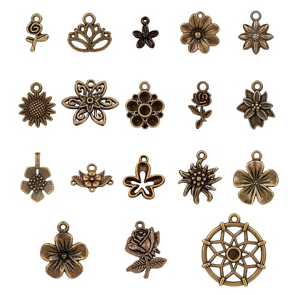 Tibetischer stil Aluminium Anhänger & Charms, Blume