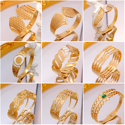 304 браслеты из нержавеющей стали, широкие браслеты для женщин, реальный 18 k позолоченный