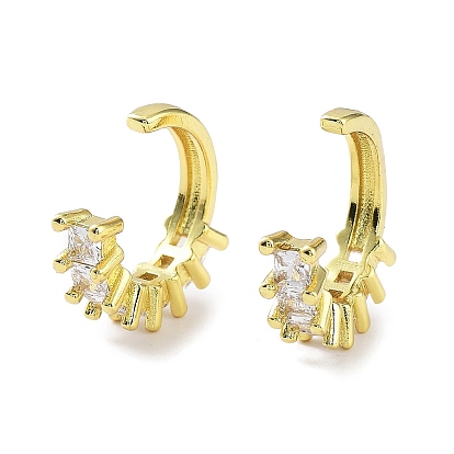 Brass Micro Pave Cubic Zirconia Cuff Earrings, Non Piercing Earrings
