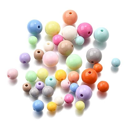 Непрозрачные акриловые бусины, круглые