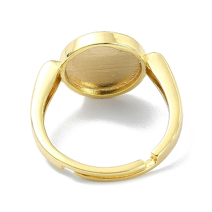 Brass Adjustable Rings, Flat Round Signet Rings