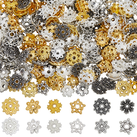 360 шт. 12 стили тибетские стили колпачки для бусин из сплава, цветок