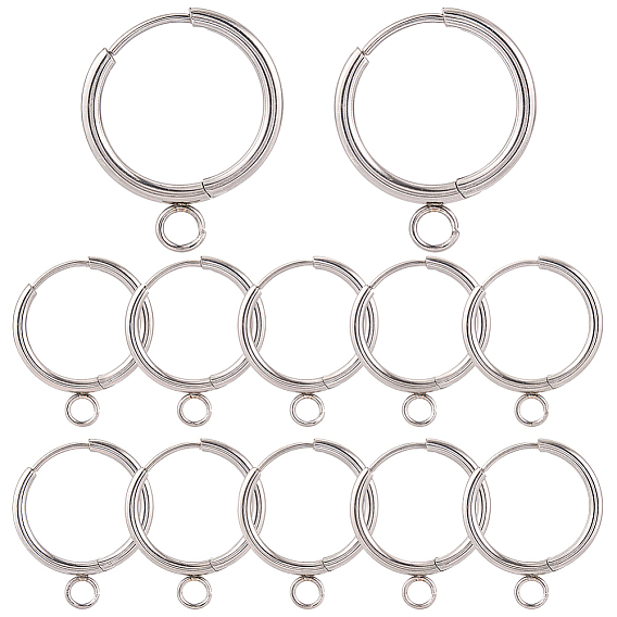 12 шт. 201 серьги-кольца из нержавеющей стали, с горизонтальной петлей и 316 стержнем из хирургической нержавеющей стали