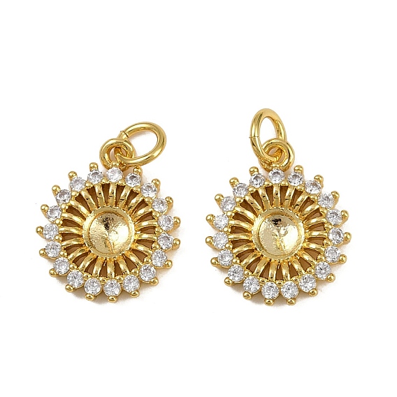 Латунные микро проложить кубического циркония подвески, солнце, долговечный, без кадмия и без свинца, стойки покрытие, с целью перехода в кольце