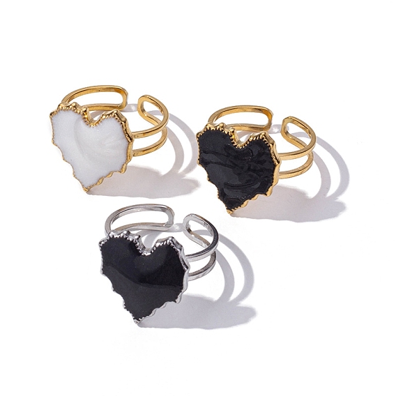 304 женские эмалированные открытые манжеты в форме сердца из нержавеющей стали