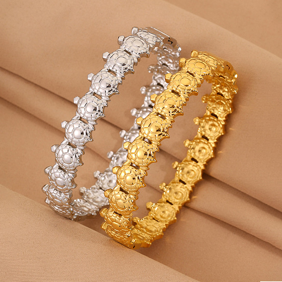 Ocean 304 Stainless Steel Tortoise Hinged Cuff Bangles for Men Women