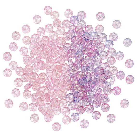 200 шт 2 цвета прозрачные стеклянные бусины, клевер