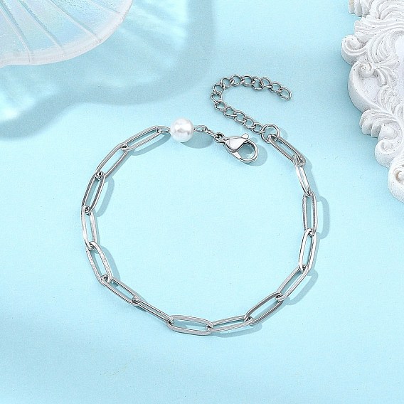 Браслеты из перламутра и цепочки из нержавеющей стали в виде скрепки для женщин