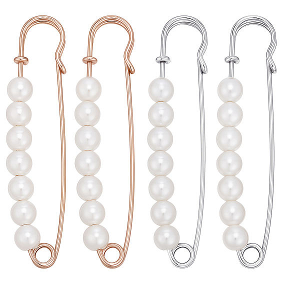 16шт 2 цвета железные булавки для килта, Зажимы для свитеров и шалей, удлинители для брюк, украшения для одежды и платьев., с имитацией жемчуга