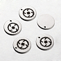 Spray Painted 201 Stainless Steel Steampunk Charms, Flat Round with Pattern, 14x1mm, Hole: 1mm