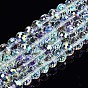 Electroplate Transparent Glass Beads Strands, AB Color Plated, Faceted, Rondelle