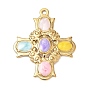 304 Stainless Steel Enamel Pendants, Cross Charms, Ion Plating(IP)