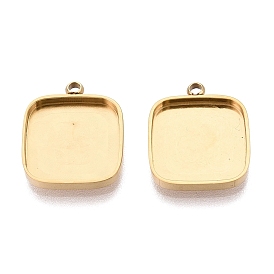 304 компонент подвески-кабошона из нержавеющей стали, квадратный, ионное покрытие (ip)
