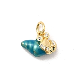 Латунные микро проложить кубического циркония прелести, формы раковины, с эмалью, долговечный, стойки покрытие, без кадмия и без свинца, с целью перехода в кольце