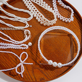 Chaîne de perles rondes creuses avec nœud papillon, fait à la main, minimaliste, pour femmes