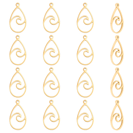 12 шт. 201 подвески из нержавеющей стали, слезинка с волновым шармом