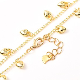 Heart CCB Plastic Pendant Necklaces, with Brass Curb Chains