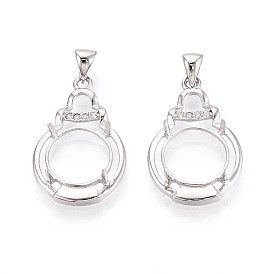 925 подвески из стерлингового серебра с микропаве из прозрачных кубических цирконий, оправы в виде кабошонов, тыква с круглым подносом