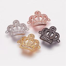 Brass Micro Pave Cubic Zirconia Links, Crown