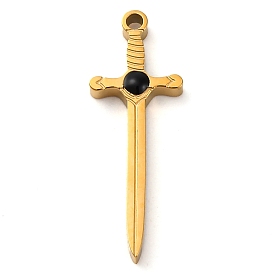 304 нержавеющей стальной эмали подвески, очарование меча, золотые, ионное покрытие (ip)