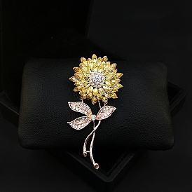 Broche fleur strass, exquise broche en alliage pour fille et femme