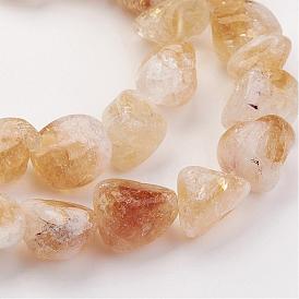 Natural Gemstone Nugget Citrine Bead Strands, 16~22x8~16x6~8mm, Hole: 1mm, about 21pcs/strand, 16 inch