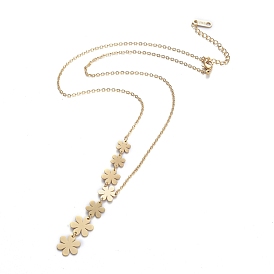 304 Stainless Steel Pendant Necklaces, with Cable Chains, Flower