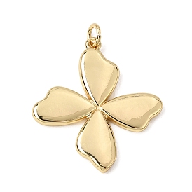 Brass Pendants, Flower Charms, Rack Plating, Long-Lasting Plated, Cadmium Free & Lead Free