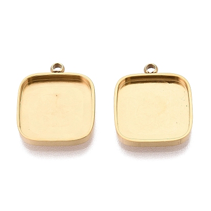 304 компонент подвески-кабошона из нержавеющей стали, квадратный, ионное покрытие (ip)