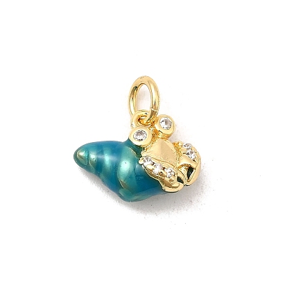 Латунные микро проложить кубического циркония прелести, формы раковины, с эмалью, долговечный, стойки покрытие, без кадмия и без свинца, с целью перехода в кольце