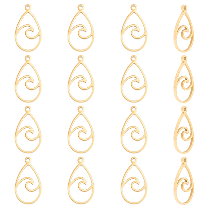 12 шт. 201 подвески из нержавеющей стали, слезинка с волновым шармом