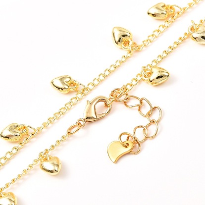 Heart CCB Plastic Pendant Necklaces, with Brass Curb Chains