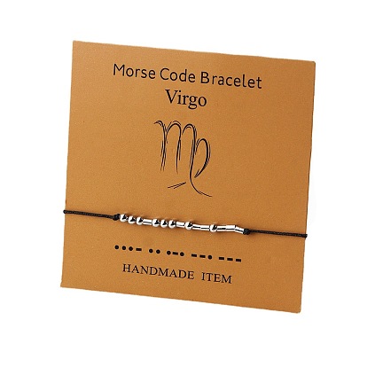 Zodiac Bracelets with Morse Code & Constellation Paper Card - 12 Astrology Signs