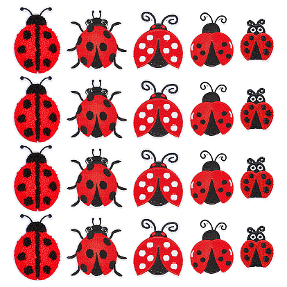 20Pcs 5 Styles Clohting Patches, Ladybug