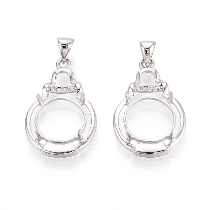 925 подвески из стерлингового серебра с микропаве из прозрачных кубических цирконий, оправы в виде кабошонов, тыква с круглым подносом