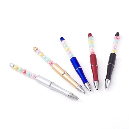 Plastic Ballpoint Pens, with Transparent Acrylic Beads