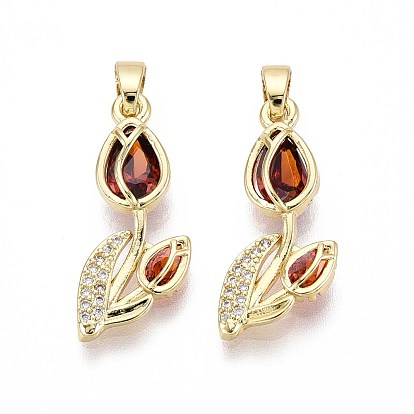 Латунные микро проложить кубического циркония подвески, цветок