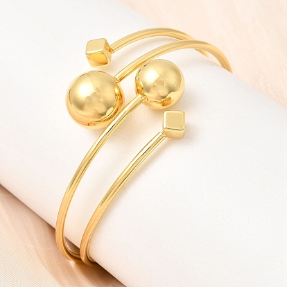 Латунь манжеты браслеты для женщин, круглый и куб, без кадмия и без свинца, стойки покрытие, долговечный