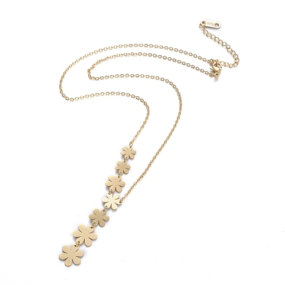 304 Stainless Steel Pendant Necklaces, with Cable Chains, Flower