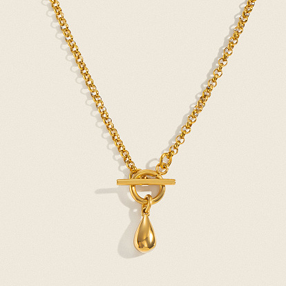 304 Stainless Steel Teardrop OT Pendant Necklaces for Women